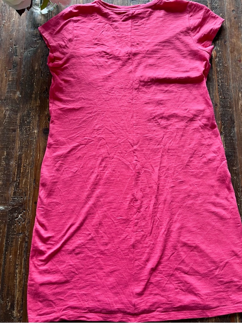 GAP Azalea Pink V-Neck Tee Dress Sz M - Picture 7 of 9